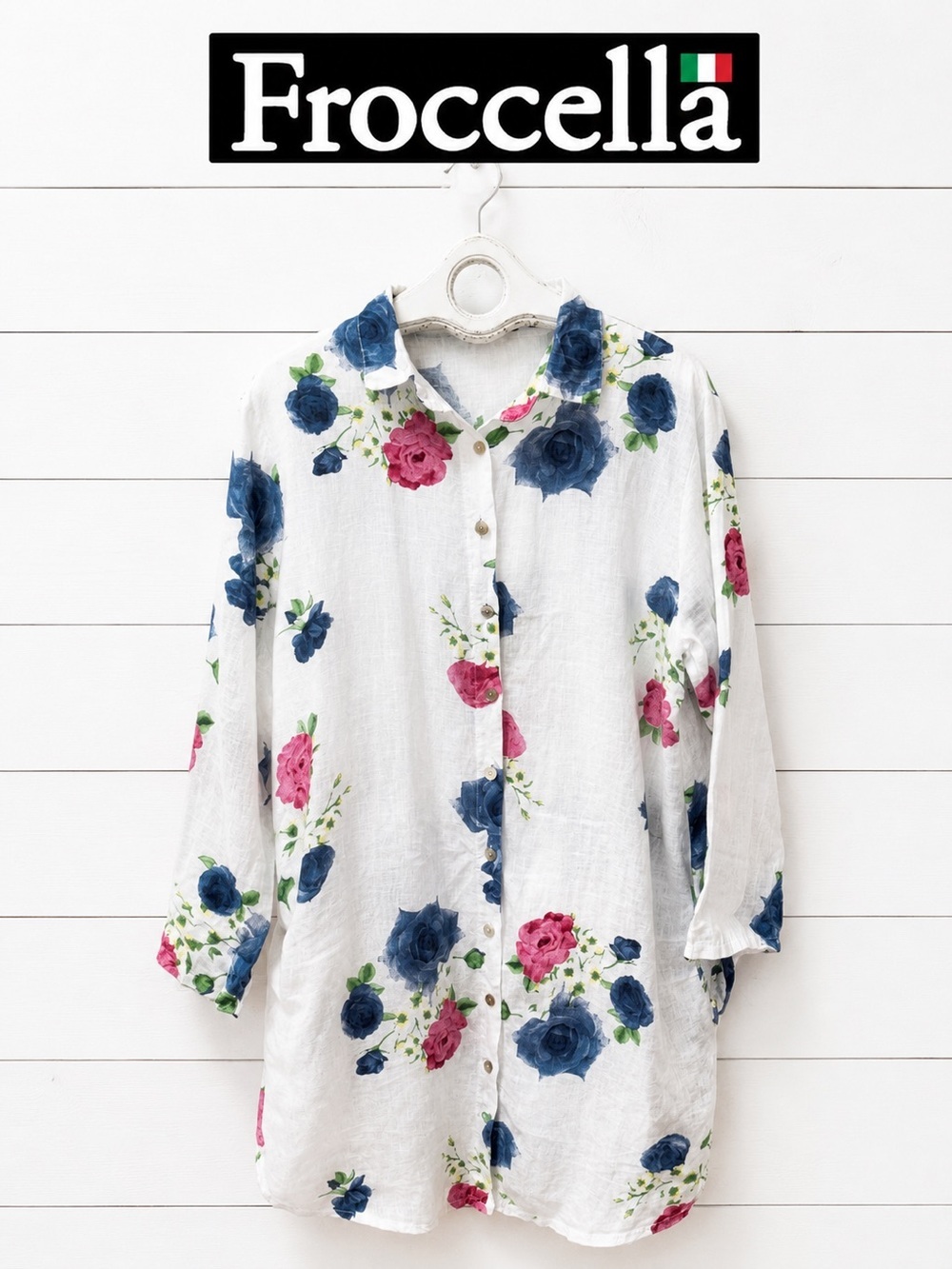 Froccella Italian Linen Floral Dress – One Size